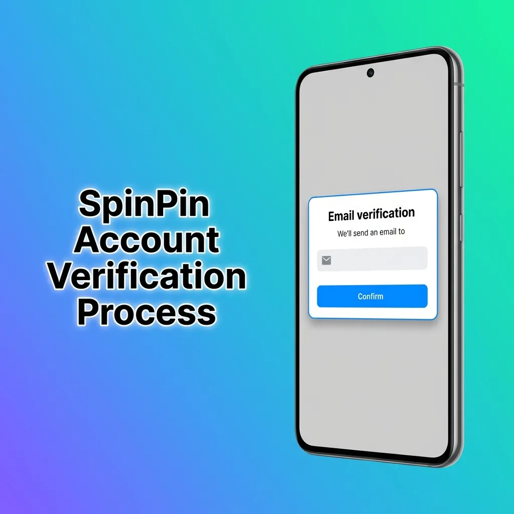SpinPin verification process showing four steps: submit photo ID, proof of address, payment confirmation, and approval.