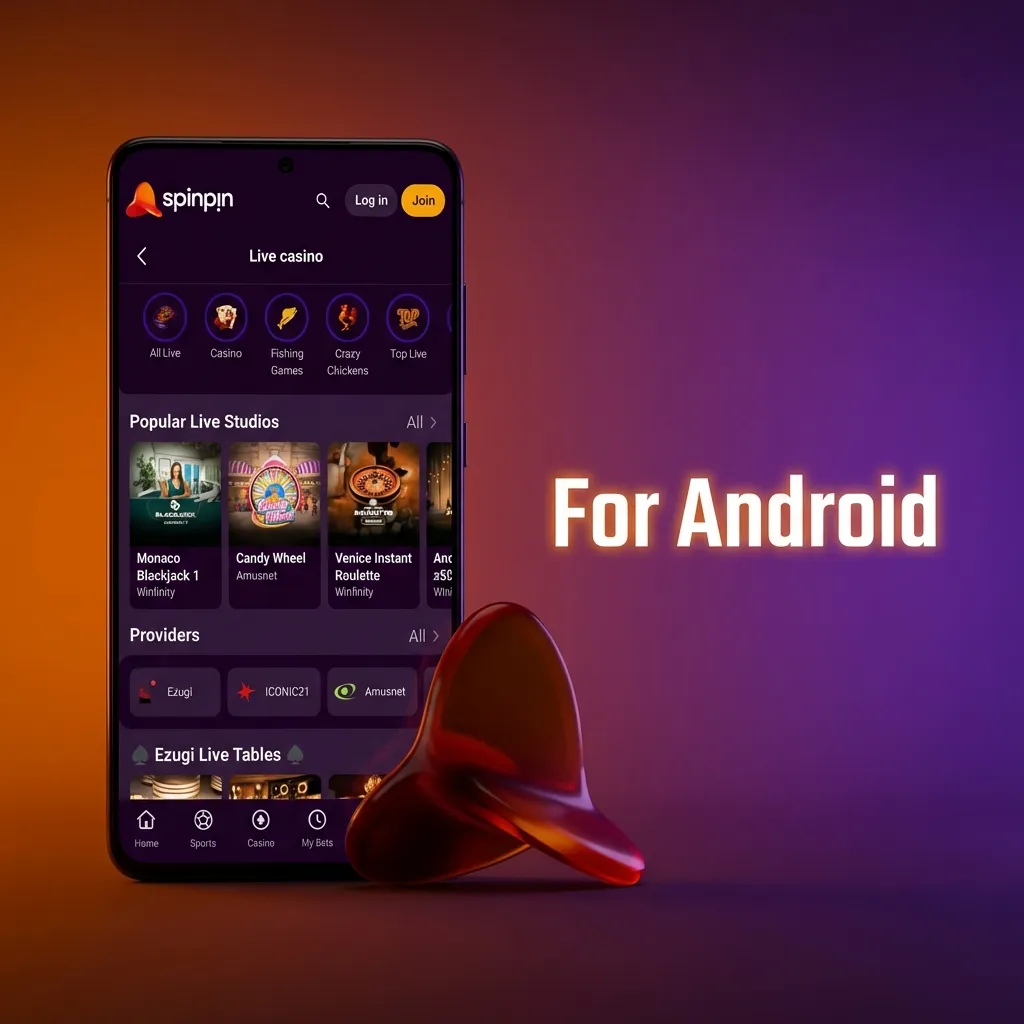 SpinPin Android app installation guide showing five steps from browser download to login completion