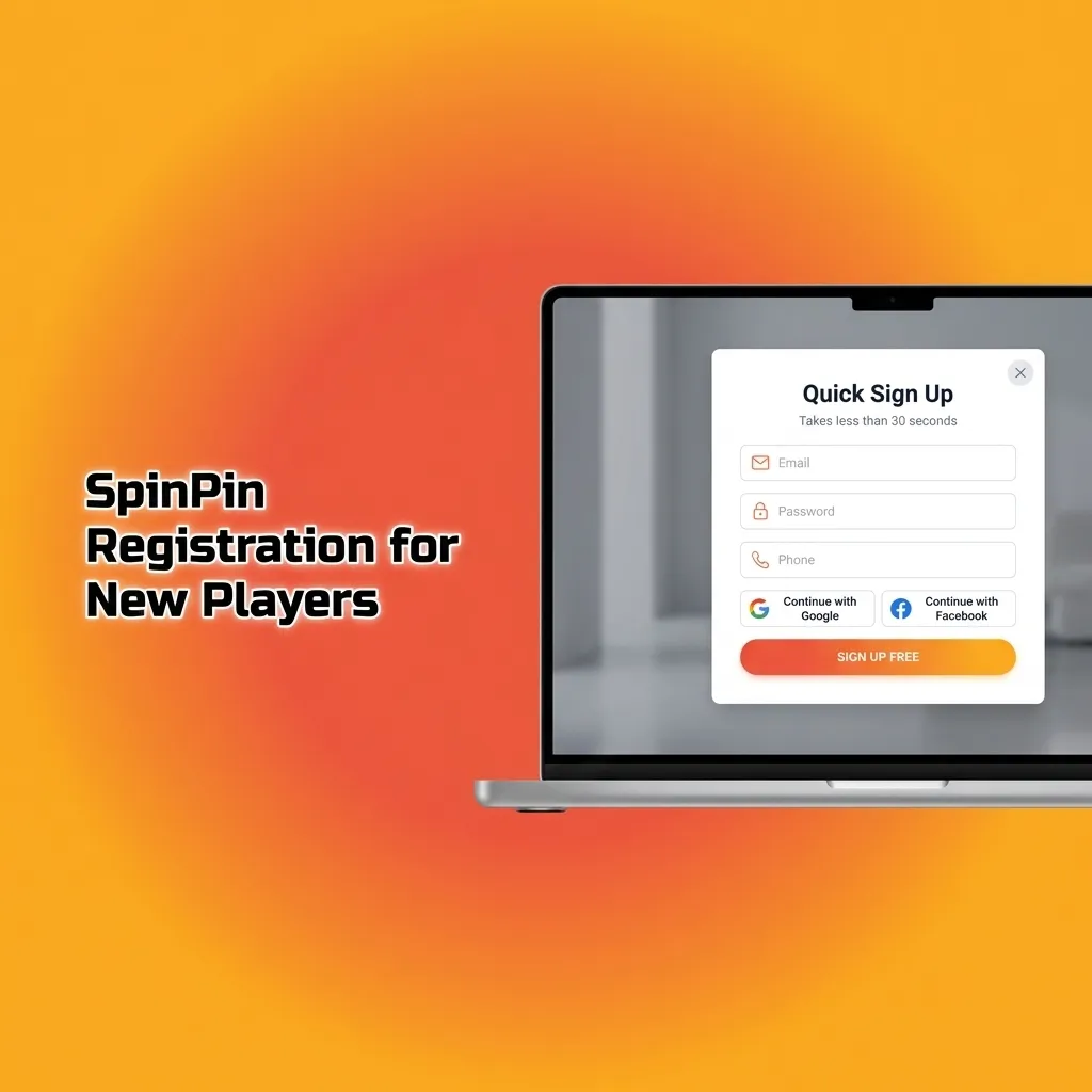 SpinPin registration form showing five-step account creation process with email, password, and personal details fields