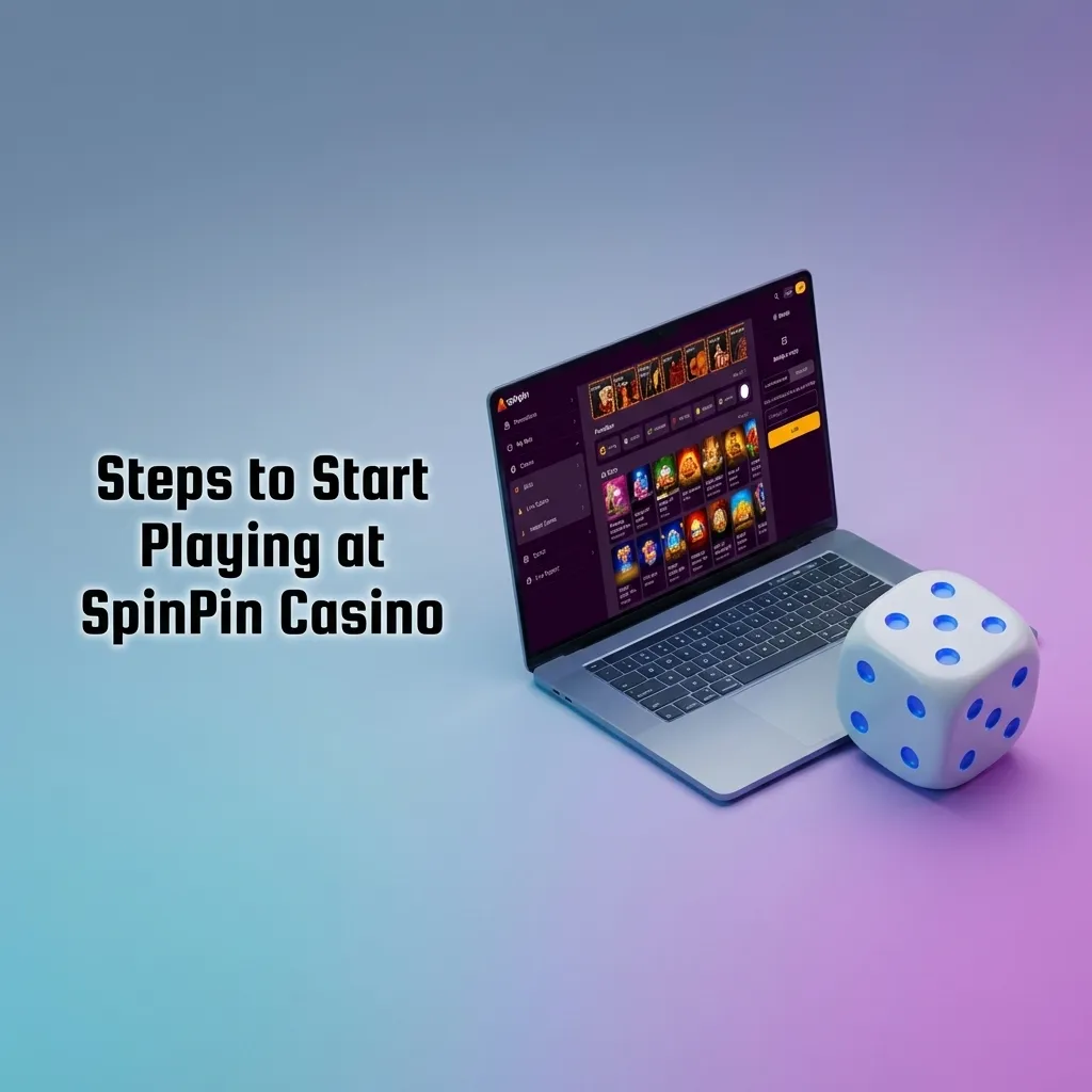 Step-by-step guide showing registration, deposit, bonus claim, game browsing, and launching at SpinPin Casino