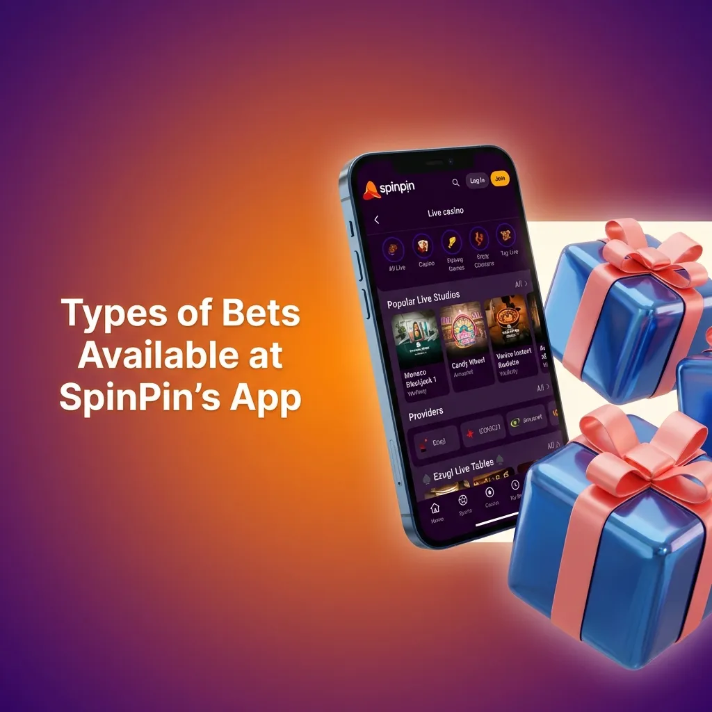SpinPin app betting options including single bets, accumulators, trebles, each way, system bets, and handicap wagering types